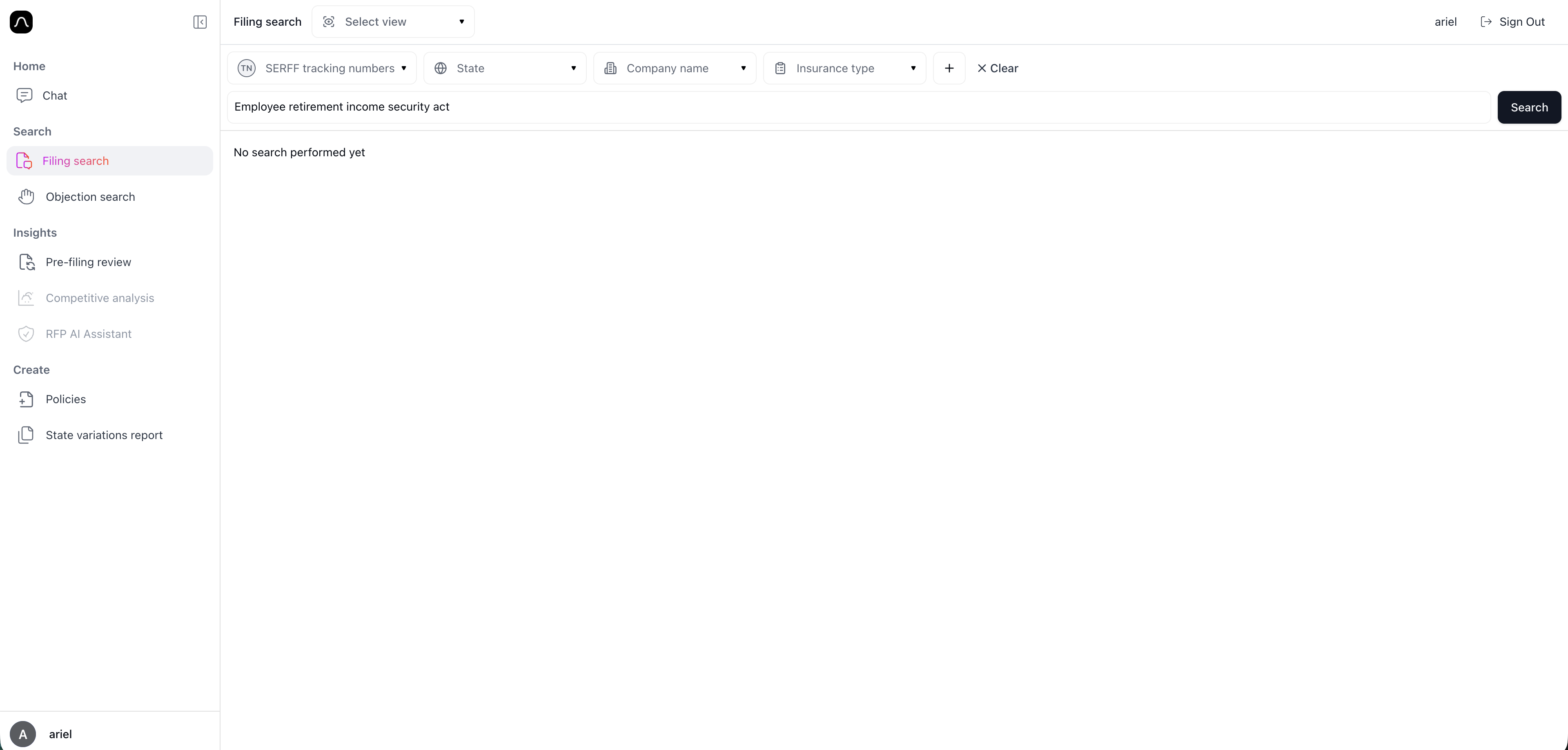 Text search interface