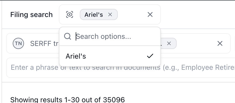Saved views dropdown