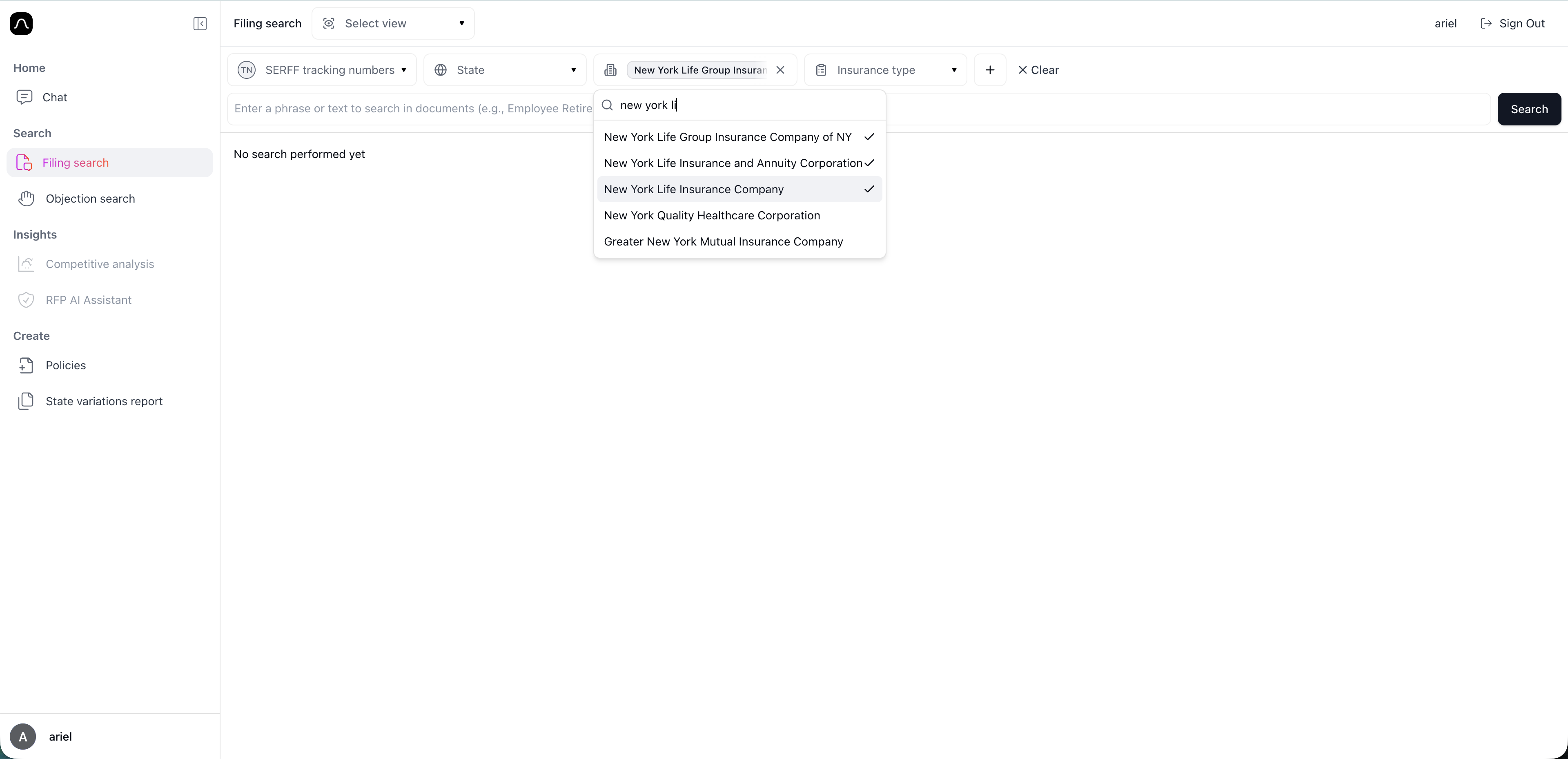 Free text search in dropdown
